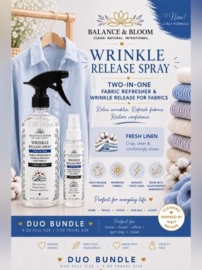 Wrinkle Release Spray + Fabric Refresher Bundle I Fresh Linen Scent
